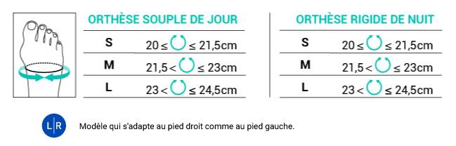 Tailles orthèses hallux valgus offre Duo